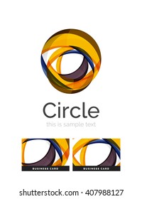 Circle logo. Transparent overlapping swirl shapes. Modern clean business icon. Vector illustration.