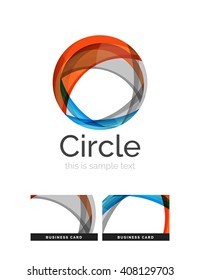 Circle logo. Transparent overlapping swirl shapes. Modern clean business icon. Vector illustration.