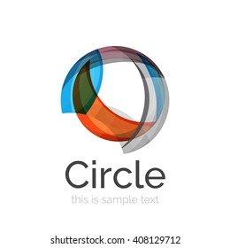 Logo del círculo. Formas giratorias transparentes que se superponen. Icono de negocios limpio y moderno. Ilustración vectorial.