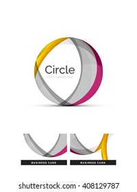 Circle logo. Transparent overlapping swirl shapes. Modern clean business icon. Vector illustration.