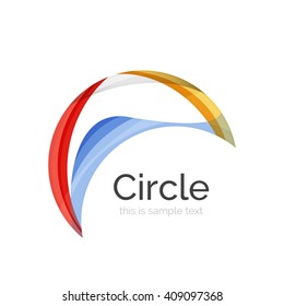 Circle logo. Transparent overlapping swirl shapes. Modern clean business icon. Vector illustration.