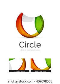 Circle logo. Transparent overlapping swirl shapes. Modern clean business icon. Vector illustration.