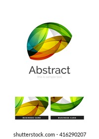 Circle logo. Transparent overlapping swirl shapes. Modern clean business icon. Vector illustration.