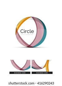Circle logo. Transparent overlapping swirl shapes. Modern clean business icon. Vector illustration.