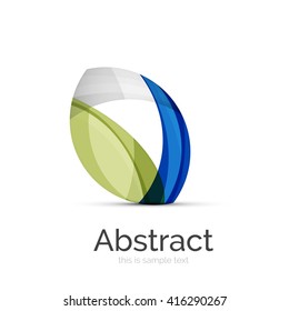 Circle logo. Transparent overlapping swirl shapes. Modern clean business icon. Vector illustration.