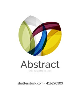 Circle logo. Transparent overlapping swirl shapes. Modern clean business icon. Vector illustration.