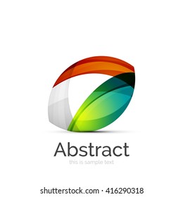 Circle logo. Transparent overlapping swirl shapes. Modern clean business icon. Vector illustration.