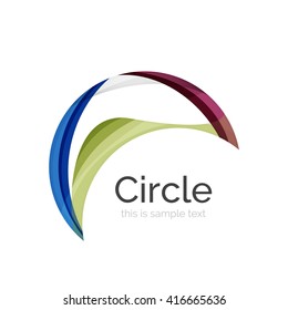 Circle logo. Transparent overlapping swirl shapes. Modern clean business icon. Vector illustration.