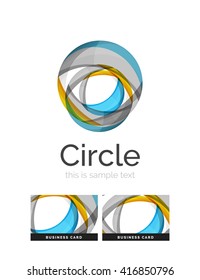 Circle Logo. Transparente, sich überlappende, wirbelnde Formen. Modernes, sauberes Business Icon. Vektorgrafik.