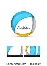 Logo del círculo. Formas giratorias transparentes que se superponen. Icono de negocios limpio y moderno. Ilustración vectorial.