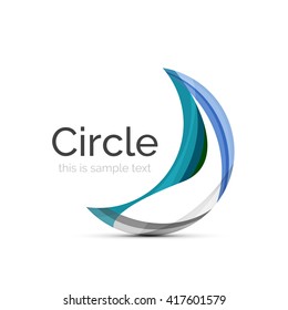 Circle logo. Transparent overlapping swirl shapes. Modern clean business icon. Vector illustration.