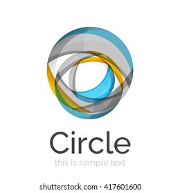 Circle logo. Transparent overlapping swirl shapes. Modern clean business icon. Vector illustration.