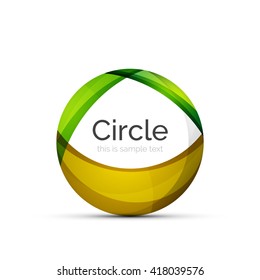 Circle logo. Transparent overlapping swirl shapes. Modern clean business icon. Vector illustration.