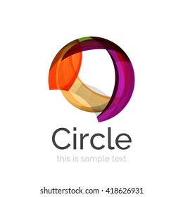 Circle logo. Transparent overlapping swirl shapes. Modern clean business icon. Vector illustration.