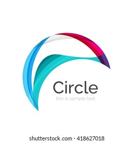 Logo del círculo. Formas giratorias transparentes que se superponen. Icono de negocios limpio y moderno. Ilustración vectorial.