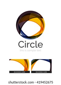 Circle logo. Transparent overlapping swirl shapes. Modern clean business icon. Vector illustration.