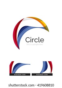 Circle logo. Transparent overlapping swirl shapes. Modern clean business icon. Vector illustration.