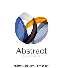 Circle logo. Transparent overlapping swirl shapes. Modern clean business icon. Vector illustration.