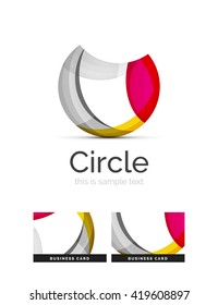 Circle logo. Transparent overlapping swirl shapes. Modern clean business icon. Vector illustration.