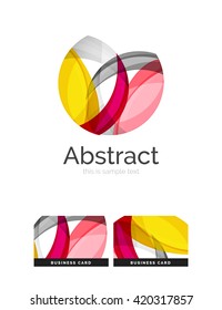Circle logo. Transparent overlapping swirl shapes. Modern clean business icon. Vector illustration.