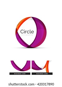 Circle logo. Transparent overlapping swirl shapes. Modern clean business icon. Vector illustration.
