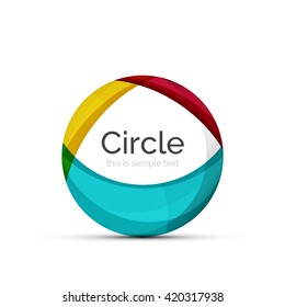 Circle logo. Transparent overlapping swirl shapes. Modern clean business icon. Vector illustration.