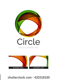 Circle logo. Transparent overlapping swirl shapes. Modern clean business icon. Vector illustration.