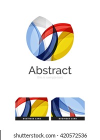 Circle logo. Transparent overlapping swirl shapes. Modern clean business icon. Vector illustration.