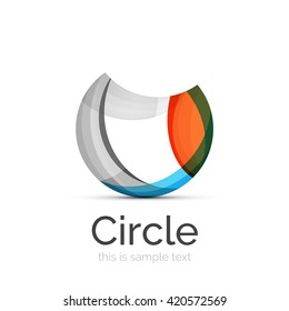 Logo del círculo. Formas giratorias transparentes que se superponen. Icono de negocios limpio y moderno. Ilustración vectorial.