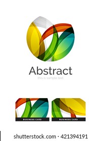 Circle logo. Transparent overlapping swirl shapes. Modern clean business icon. Vector illustration.