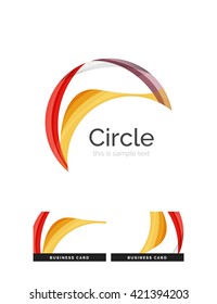 Circle logo. Transparent overlapping swirl shapes. Modern clean business icon. Vector illustration.
