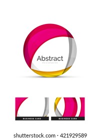 Circle logo. Transparent overlapping swirl shapes. Modern clean business icon. Vector illustration.