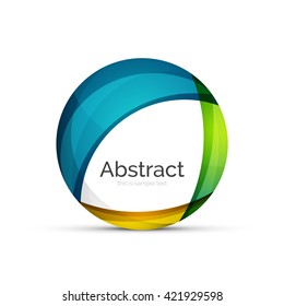 Circle logo. Transparent overlapping swirl shapes. Modern clean business icon. Vector illustration.