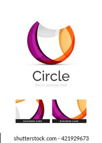 Circle logo. Transparent overlapping swirl shapes. Modern clean business icon. Vector illustration.