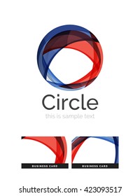 Logotipo do círculo. Formas de espiral sobrepostas transparentes. Moderno ícone de empresa limpa. Ilustração vetorial.