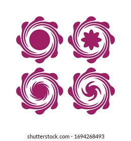 Logotipo de círculo con conjunto de ilustraciones de torsión