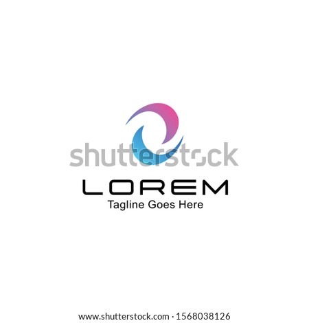 The circle logo, of two curved shapes, defines unity, for a company logo. simple logo, vector logo template.