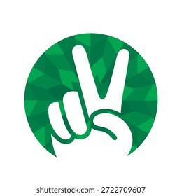 Logotipo de círculo con dedos de victoria