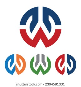 Circle Logo W letter template 2