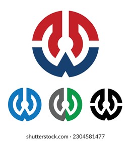 Plantilla de letra W del logotipo circular