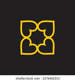 circle love linear frame logo vector