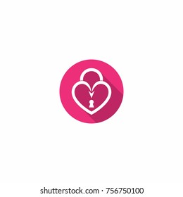 Circle love lock icon logo.