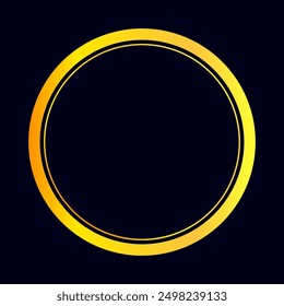 Plantilla de lujo del marco del oro del círculo aislada en fondo azul oscuro. Ilustración vectorial.
