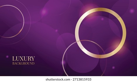 Circle Luxury Purple Background with Glowing Golden Lines, Neon Light Effects, and Elegant Premium Design