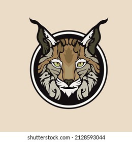 circle lynx head mascot colorful vector illustration