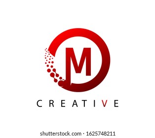 Circle M Letter Digital Network , abstract M dotted logo design.