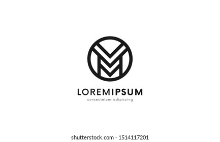 Circle M letter logo design vector icon.