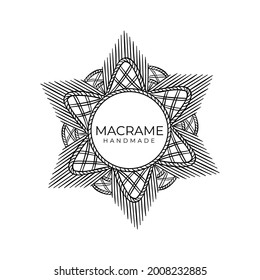 Circle Macrame Bohemian Knot Wall Hanging Drawing Vector Logo Illustration Template Icon Design