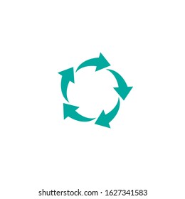 Circle made of arrows burron. refresh or repeat icon . Chain, cycle,  endless process, correlation symbol  isolated on white. Flat reuse icon. Exchange icon. 