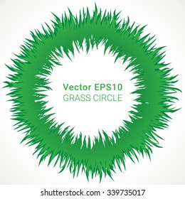 Circle made from green grass with place for your text or image. Vector illustration for gaphic design.